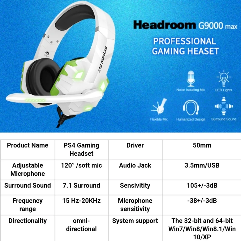 G9000 Max Gaming Headset 7.1 Bass Surround With Noise Cancellation Microphone